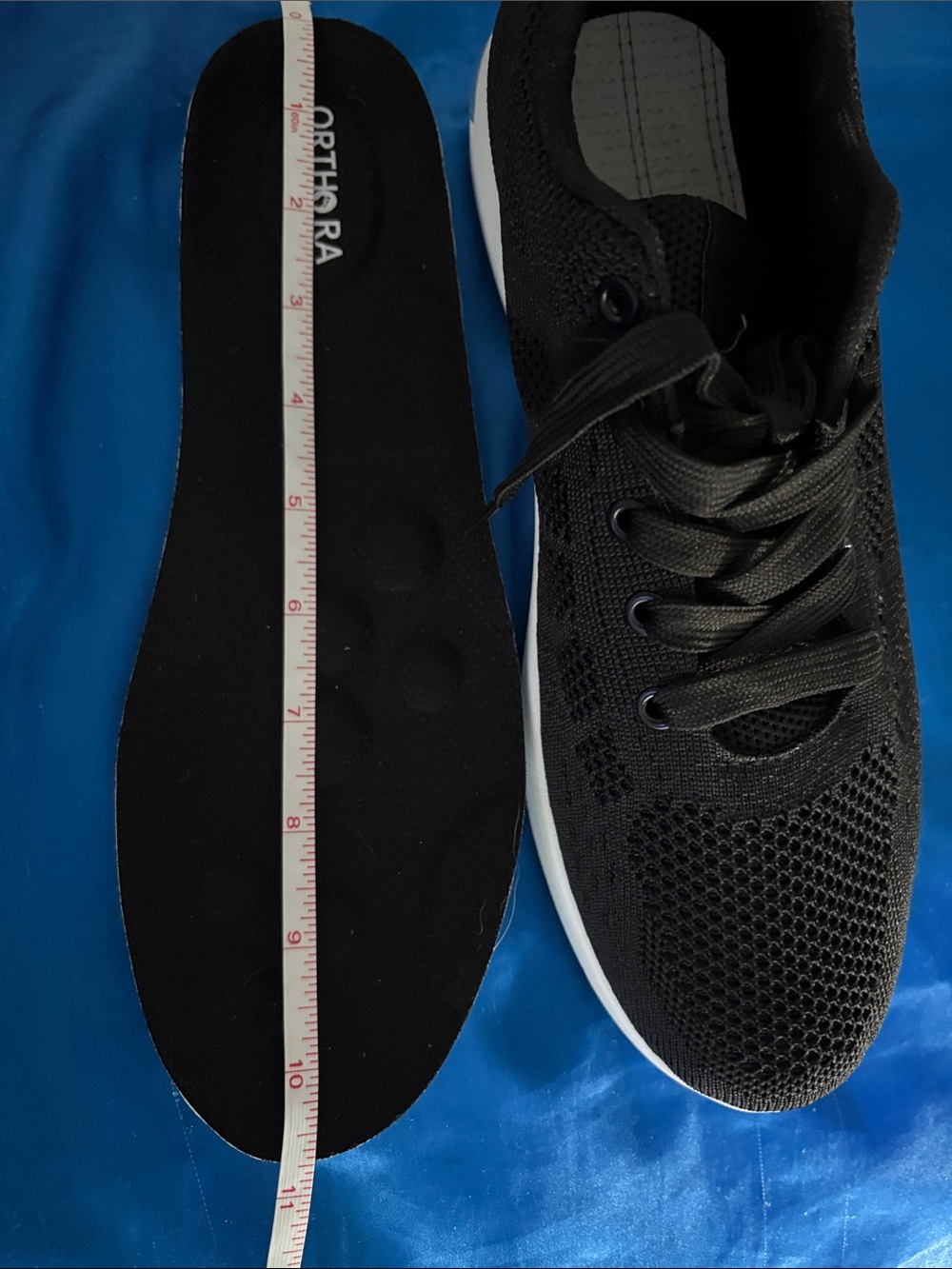 Unisex Black Knit Lace-Up Athletic Sneakers with White Sole - Picture 17 of 17